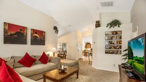 House | Living room | Flat-screen TV, DVD player, table football