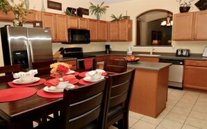 Fridge, microwave, dishwasher, high chair