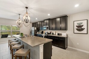 Fridge, microwave, dishwasher, coffee/tea maker