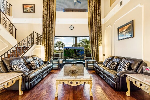 House | Living room | TV - Stunning Large 7 bed Home With Private Pool, Spa, Balcony, Cinema Room, Fitness Suite and Able to see the Disney Fireworks - 467 (Kissimmee)