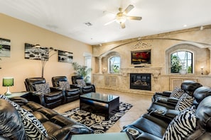 House | Living room | TV - Stunning Large 7 bed Home With Private Pool, Spa, Balcony, Cinema Room, Fitness Suite and Able to see the Disney Fireworks - 467 (Kissimmee)
