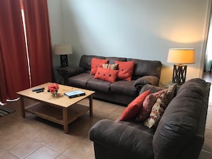 TV, video-game console, foosball, table tennis