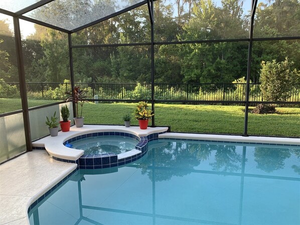 Outdoor pool, pool loungers