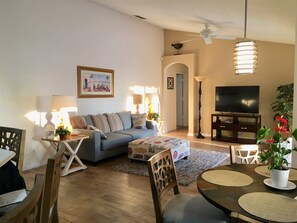 House | Living room | Flat-screen TV, video games, Hulu, foosball