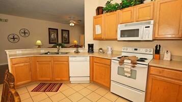 Fridge, microwave, dishwasher, coffee/tea maker