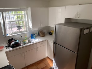 Fridge, microwave, espresso maker