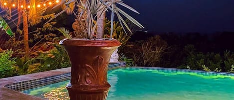 Outdoor pool, pool loungers