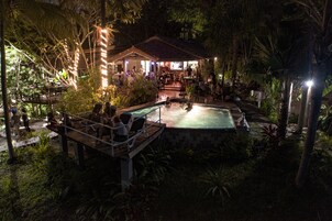 Outdoor pool, sun loungers