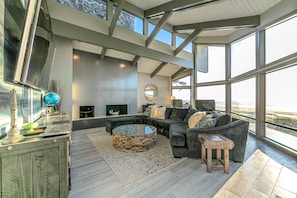 Smart TV, fireplace, DVD player, video library