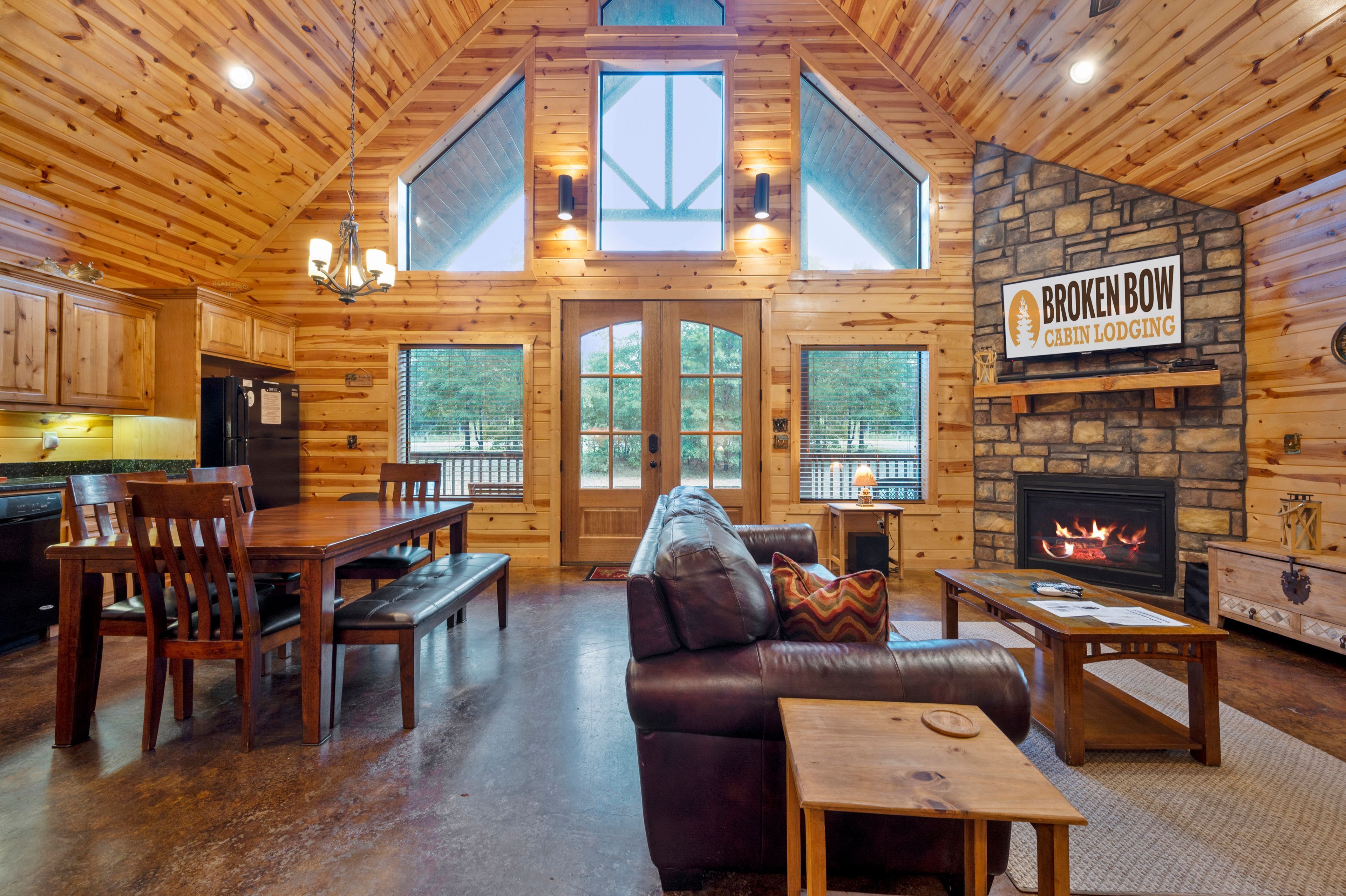 Fireplace, video games, DVD player