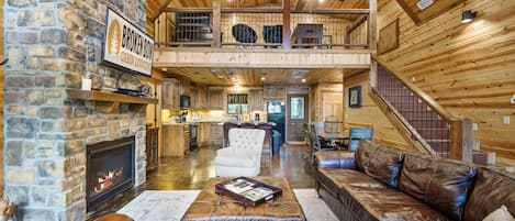 Télévision, cheminée, jeux vidéo, baby-foot