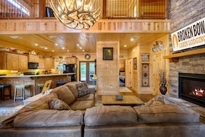 TV, fireplace, DVD player, foosball
