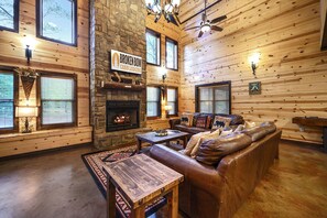 Fireplace, video games, DVD player