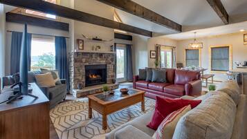 TV, fireplace