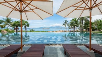 2 outdoor pools, open 6:00 AM to 5:00 PM, pool umbrellas, pool loungers