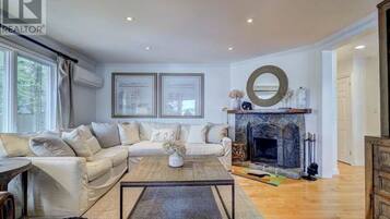 Fernseher, Kamin, DVD-Player, Bücher