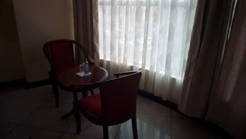 Desk, blackout drapes, iron/ironing board, free WiFi