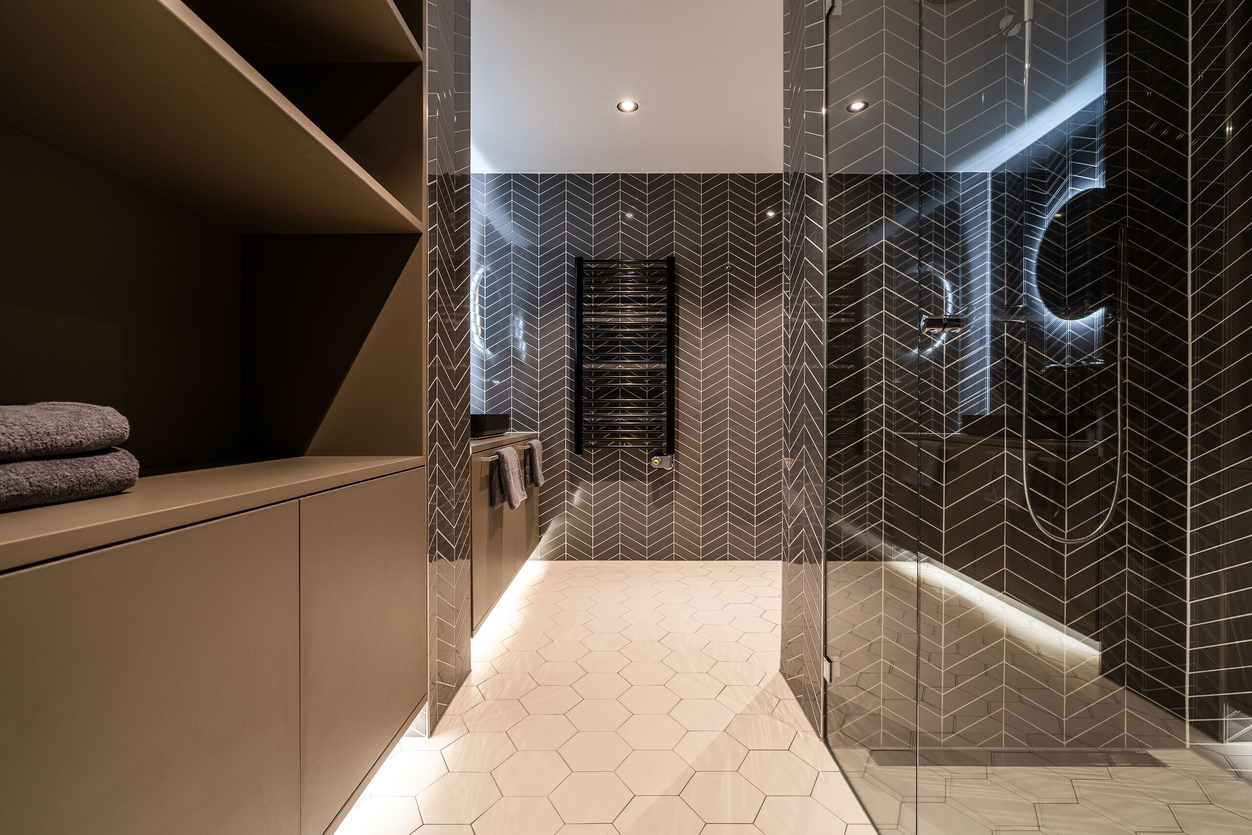 Suite Spotlight | Bathroom | Shower, rainfall showerhead, free toiletries, hair dryer