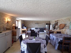 Fridge, microwave, stovetop, high chair