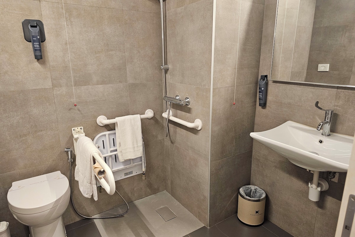 double room, mobility accessible | bathroom | free toiletries, hair dryer, slippers, bidet