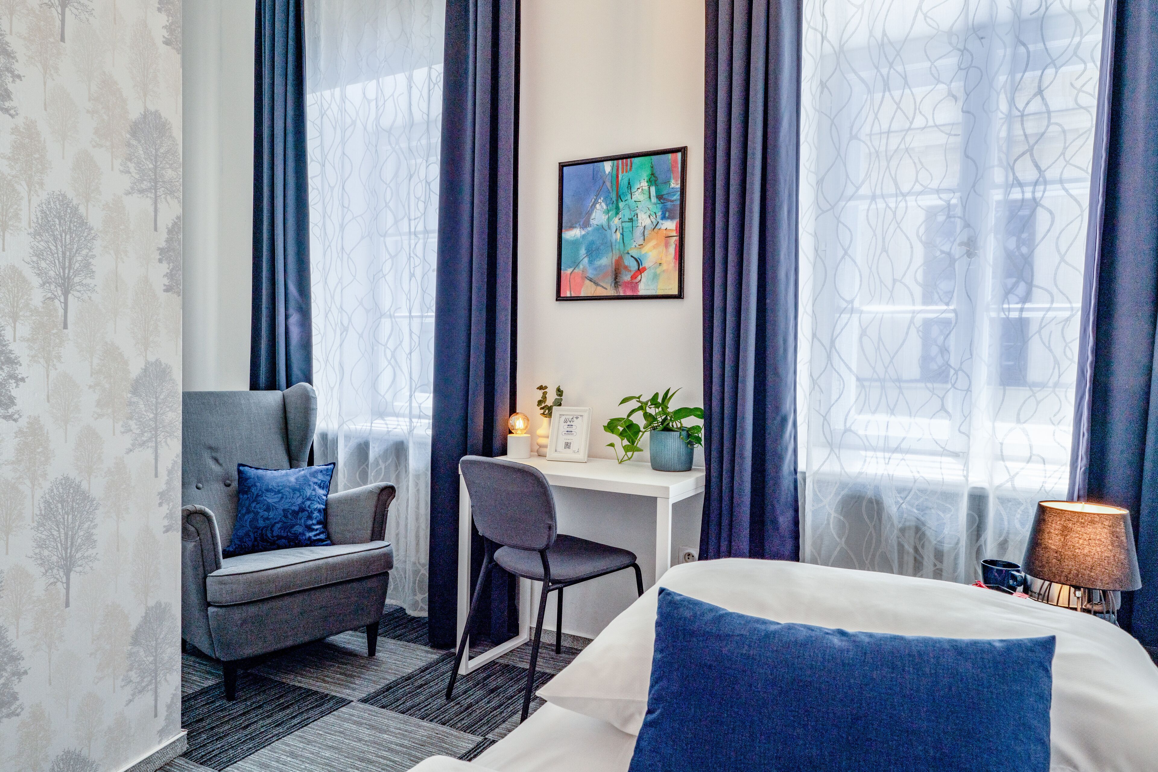 Habitación individual | Escritorio, cortinas opacas, wifi gratis y ropa de cama