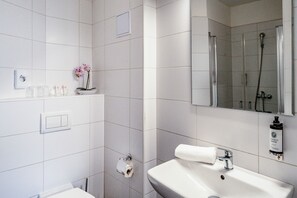 Deluxe Double Room | Bathroom | Shower, hair dryer, towels, soap