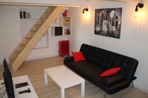 TV, DVD player, books