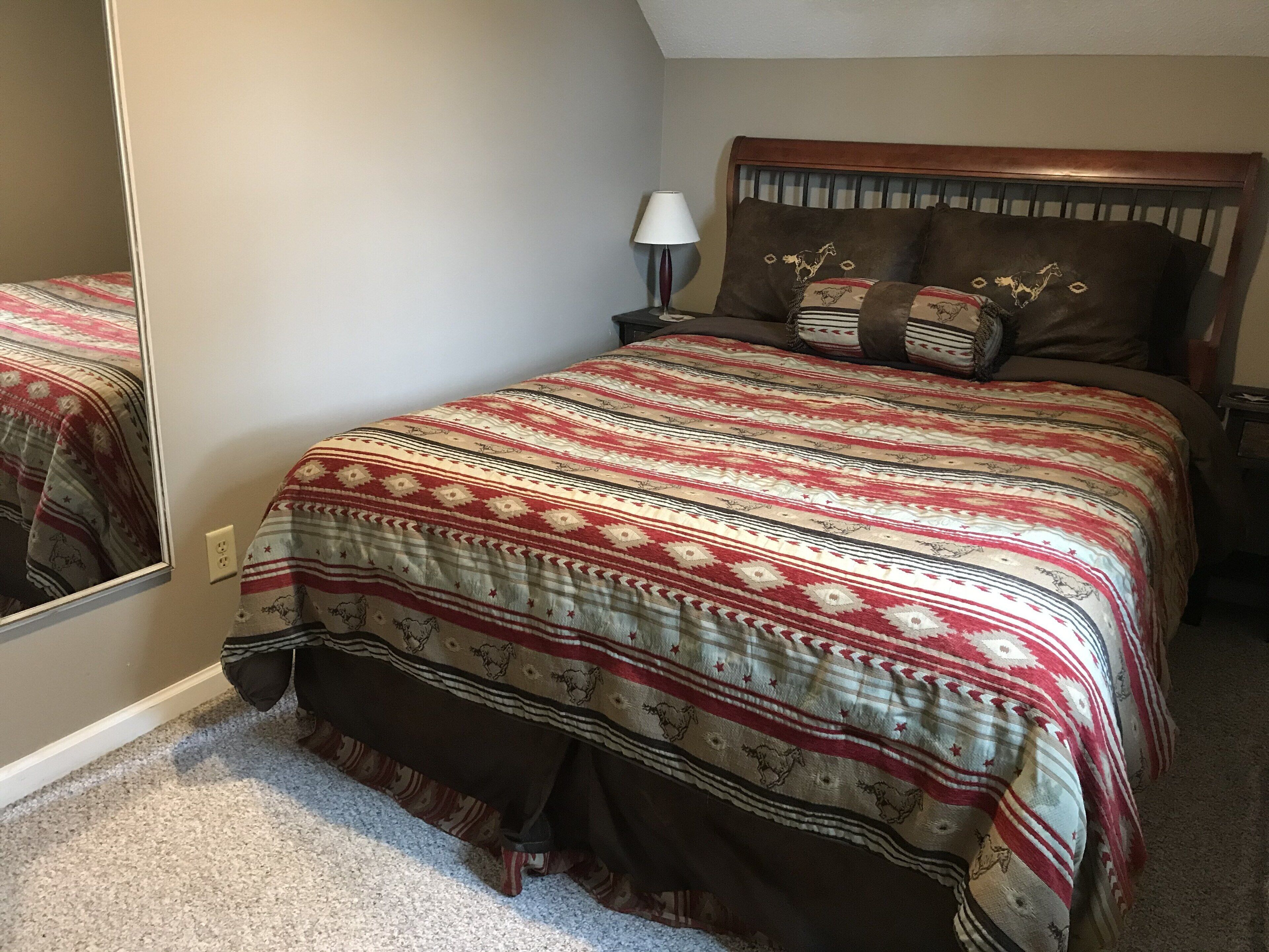 1 bedroom, desk, iron/ironing board, travel cot