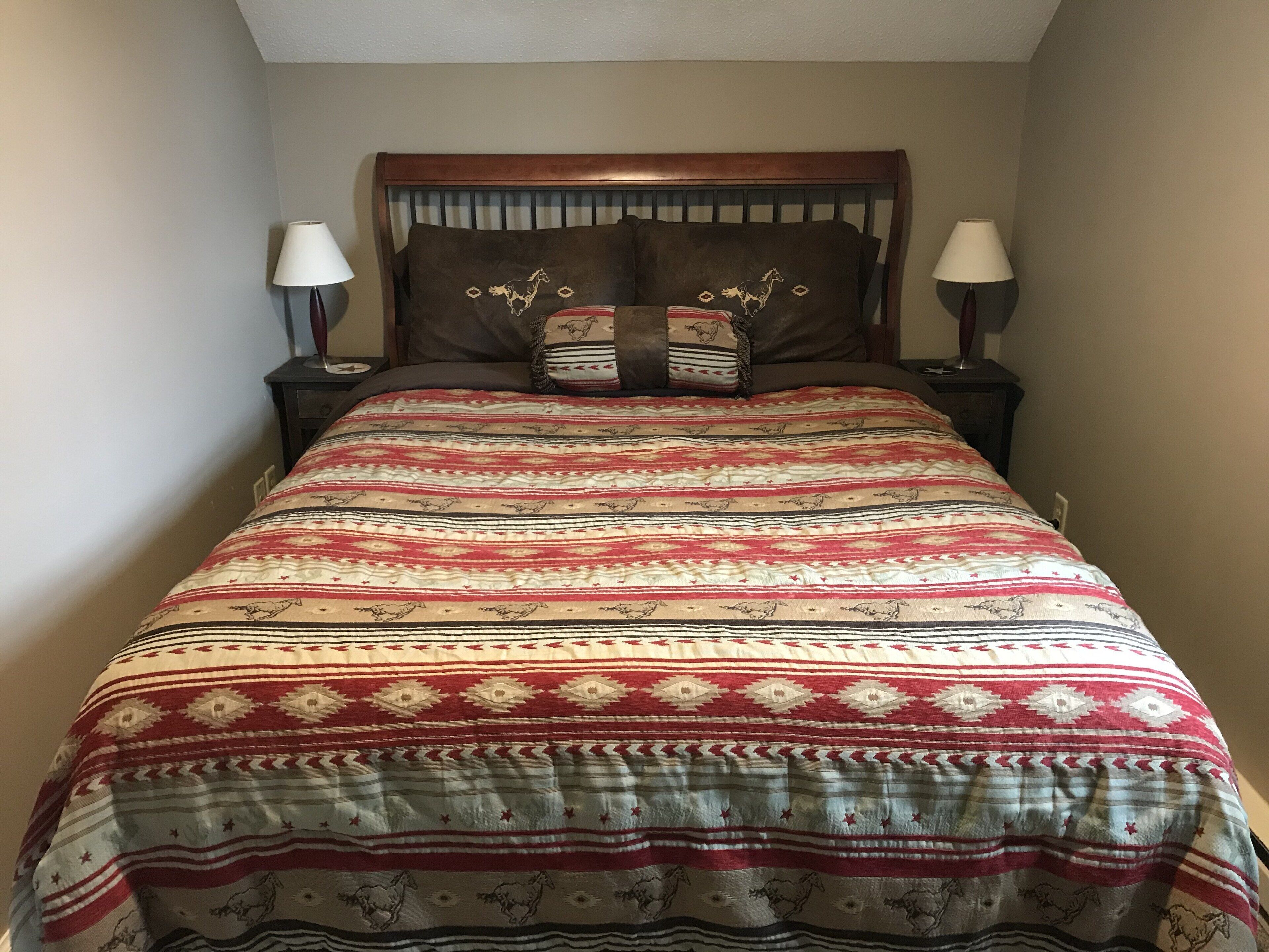 1 bedroom, desk, iron/ironing board, travel cot