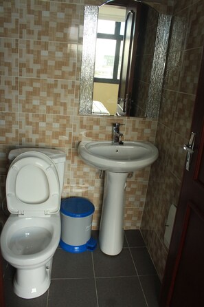 Ducha, toallas, jabón, papel higiénico