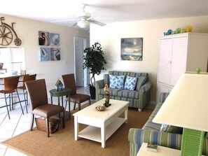 Condo (A5 2BED/1BATH) | Living room | Flat-screen TV - A5 2bed/1bath (Sanibel)