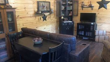 TV, DVD player, video library