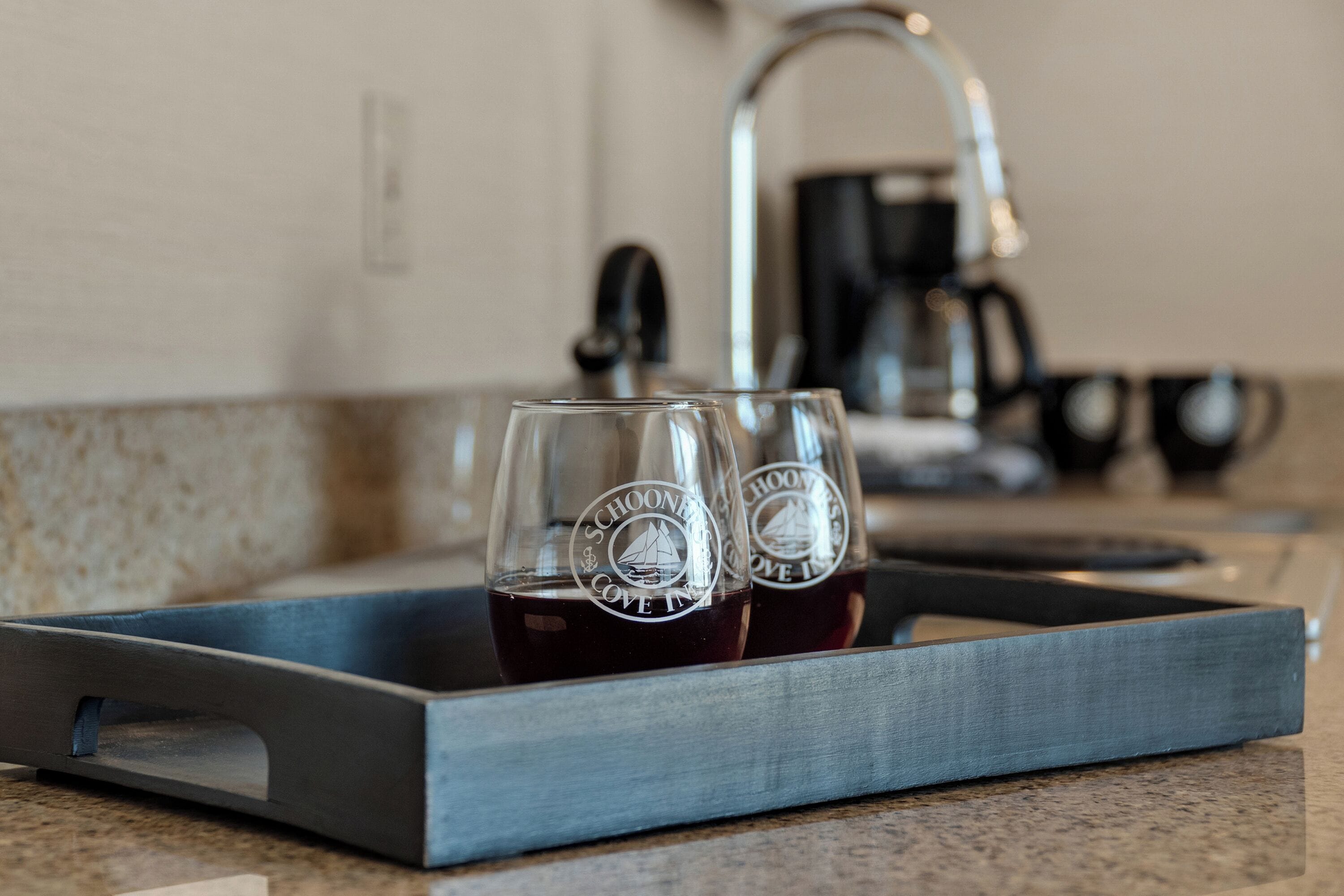 fridge, microwave, dishwasher, coffee/tea maker