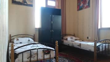 Desk, blackout curtains, soundproofing, iron/ironing board