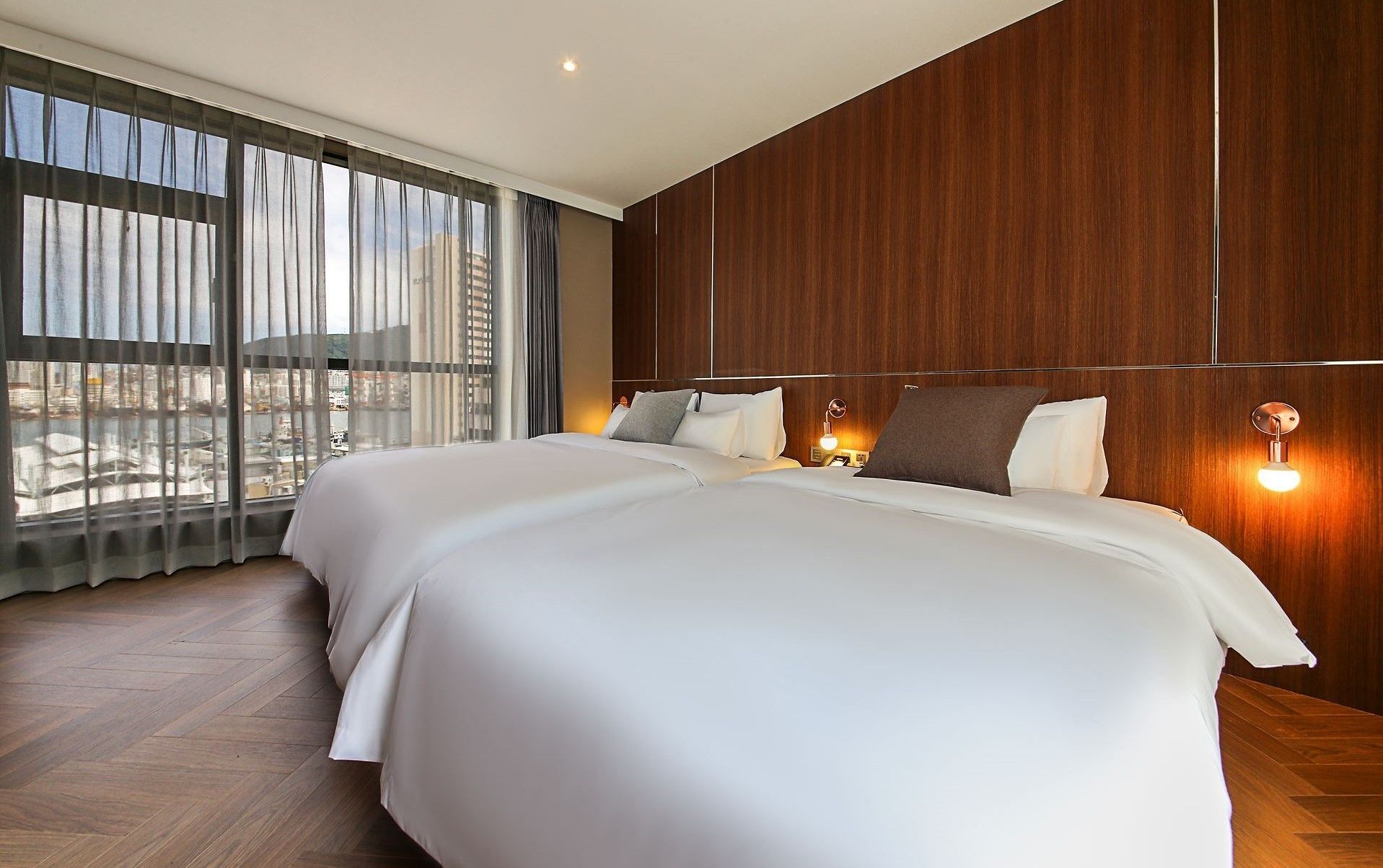 signature royal suite family twin | individually decorated, desk, laptop workspace, soundproofing