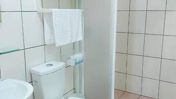 Shower, free toiletries, hair dryer, slippers