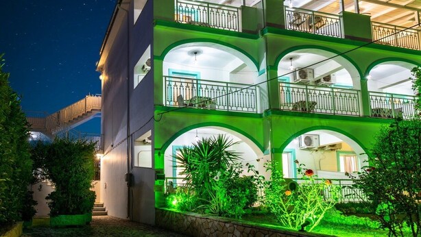 Front of property - evening/night - Rania Studios (Zakynthos)