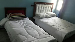 Blackout curtains, free WiFi, bed sheets