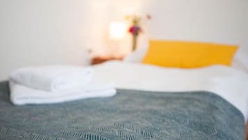 Habitación básica con 1 cama doble o 2 individuales | Espacio para trabajar con un portátil, wifi gratis, ropa de cama