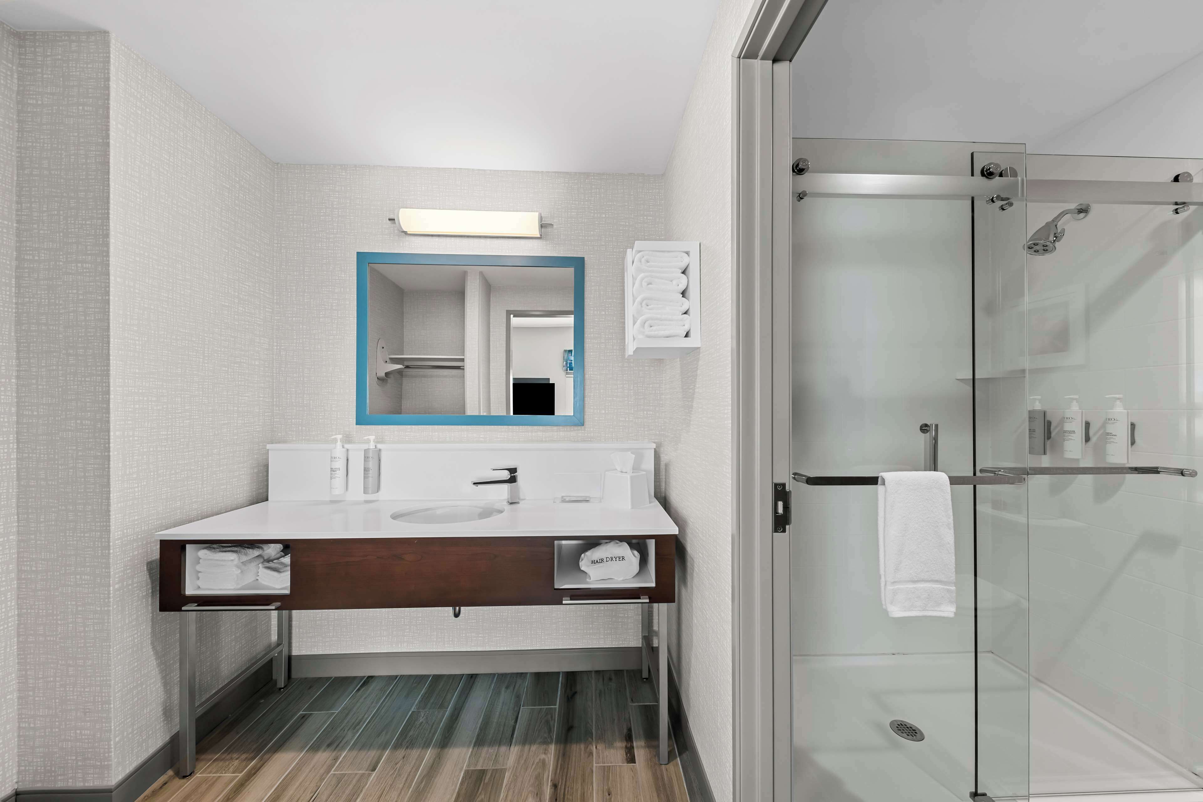 studio, 1 king bed, refrigerator & microwave (wet bar) | bathroom shower