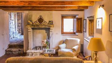 TV, fireplace