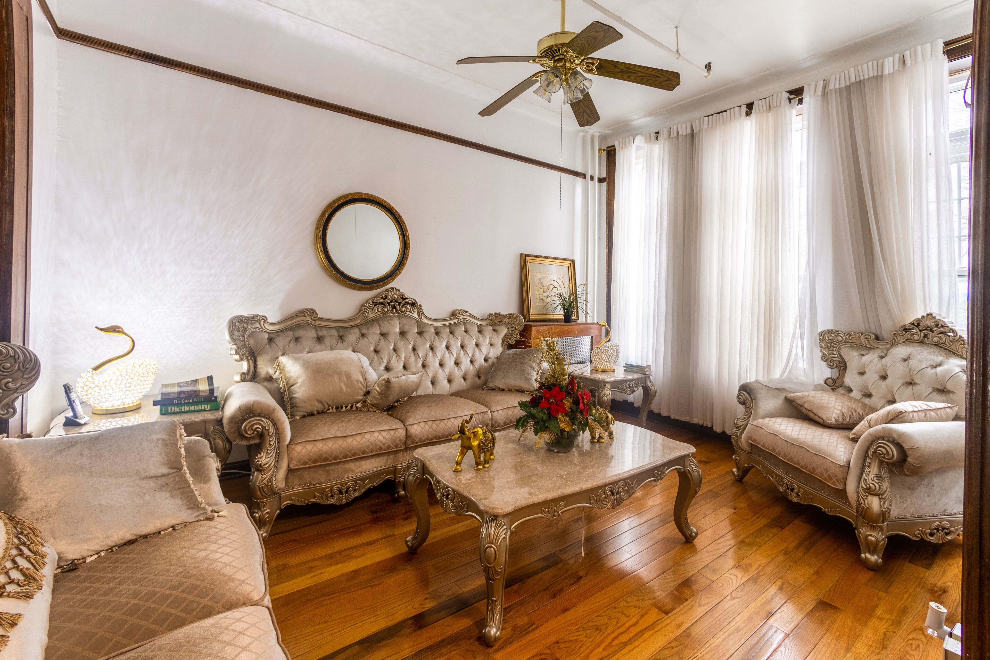 Individually decorated, individually furnished, desk, laptop workspace