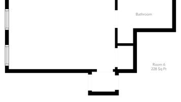 A floor plan with a bathroom and Room 6, 228 sq ft.
