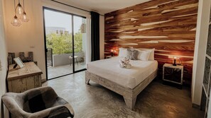 Suíte Queen with  Balcony and Pool view | Italienische Bettbezüge von Frette, hochwertige Bettwaren, Minibar