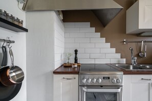 Appartement, 2 chambres, sauna | Cuisine privée | Grand réfrigérateur, four, plaque de cuisson, lave-vaisselle