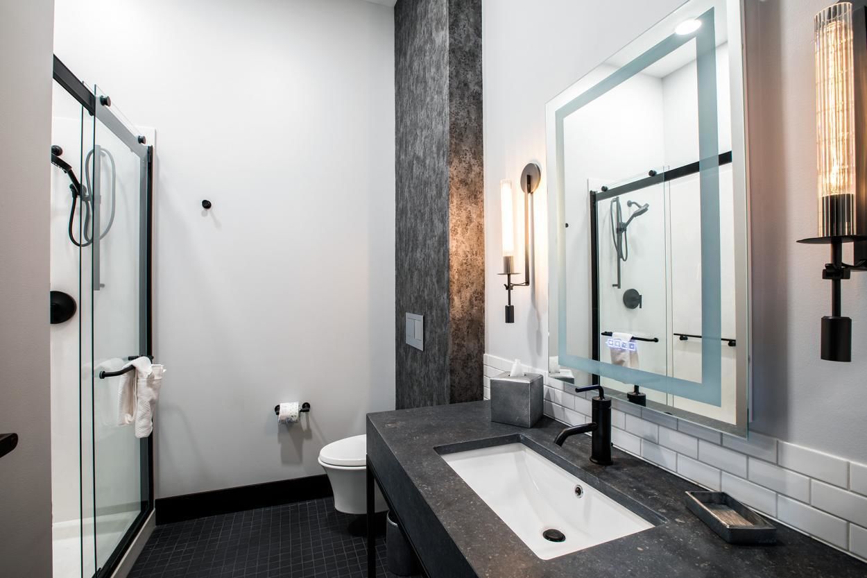 found money king room | bathroom | shower, rainfall showerhead, designer toiletries, hair dryer