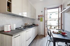 Apartment, 3 Bedrooms | Private kitchen | Full-size fridge, microwave, oven, stovetop - Giardino della Fortezza Apartment (Florence)