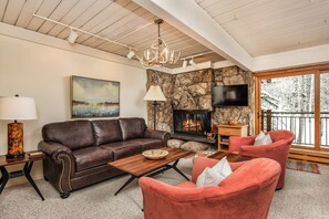 Fireplace, books, music library, video library - Stonebridge Condos 713 1 Bdrm, 1 BA Slopeside 2 QN Beds (Snowmass Village)