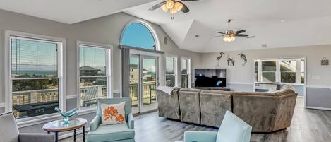 Smart TV, fireplace, video games, foosball