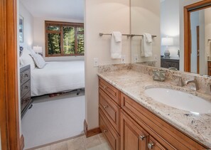Family Condo | Bathroom | Deep-soaking bathtub, designer toiletries, hair dryer, bathrobes - Highlands Lodge in Beaver Creek by Elevation Accommodations (Avon)